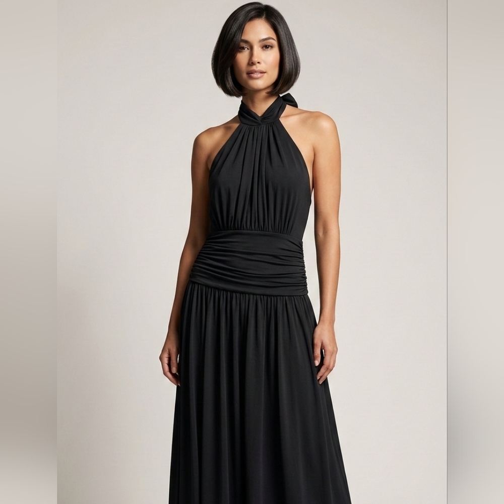Elegant Black Halter Dress